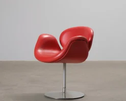 Artifort Pierre Paulin Little Tulip fåtölj i skinn röd