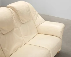 BD Möbel 3-sits lädersoffa krämfärgad