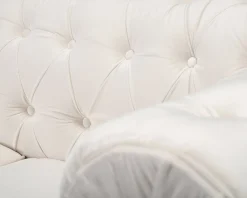 Chesterfield Lyx 3-sits sammetssoffa ljusbeige