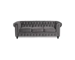 Chesterfield Lyx 3-sits soffa grå