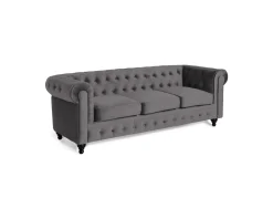Chesterfield Lyx 3-sits soffa grå