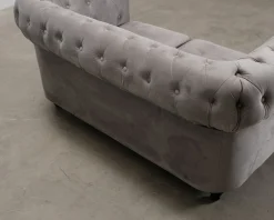 Chesterfield Lyx 2-sits soffa i sammet grå