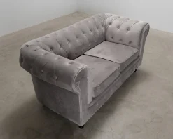 Chesterfield Lyx 2-sits soffa i sammet grå
