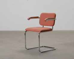 Knoll Cesca stol med armstöd röd / bok