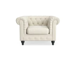 Manor House Chesterfield Lyx fåtölj beige