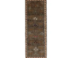 Old Figural Kashghai orientalisk matta 102 x 301 cm
