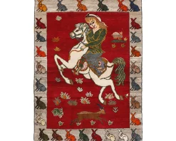 Old Figural Kashghai orientalisk matta 110 x 148 cm