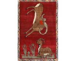 Old Figural Kashghai orientalisk matta 108 x 168 cm