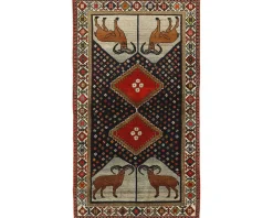 Old Figural Kashghai orientalisk matta 113 x 208 cm