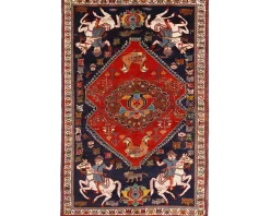 Old Figural Kashghai orientalisk matta 188 x 287 cm