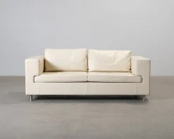 2-sits lädersoffa naturvit