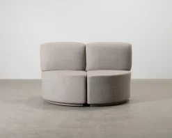 2-sits soffmodul rund grå