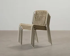 Trädgårdsstol beige, set om 4