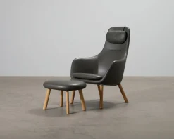 Vitra HAL fåtölj med fotpall grå
